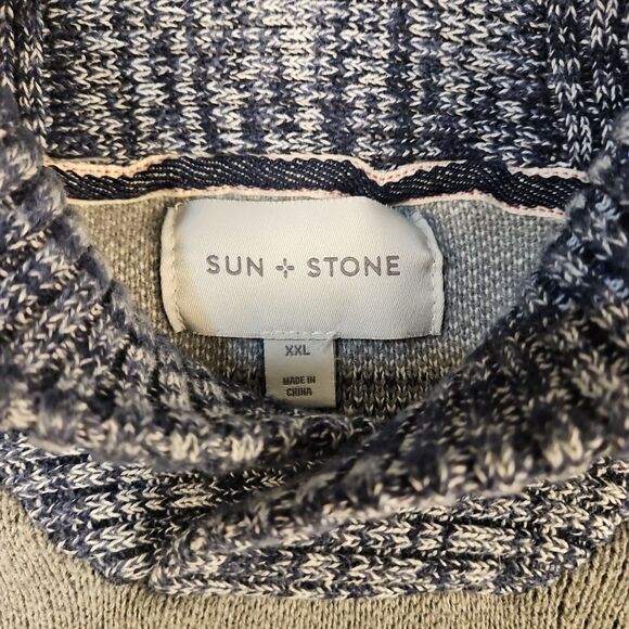 Sun + Stone Pullover Knit Sweater Mens Sz‎ XXL Gray Long Sleeve Cotton Skiing - Picture 2 of 9
